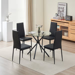 Elegant New York Dining Table Set With 4 Stylish Emily Leather Chairs | Black