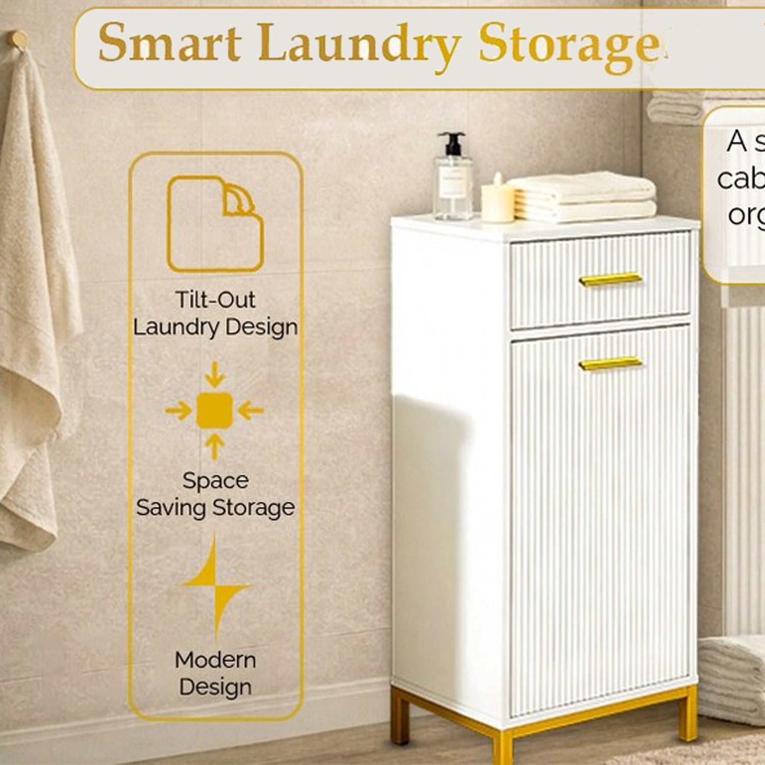 HYGRAD BUILT TO SURVIVE Laundry Cabinet Tilt-out Hamper Basket – Freestanding Bathroom Storage Unit