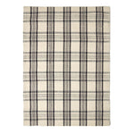 Tartan Check Non-slip 100% Wool Rug | 120cm x 80cm | Black & White