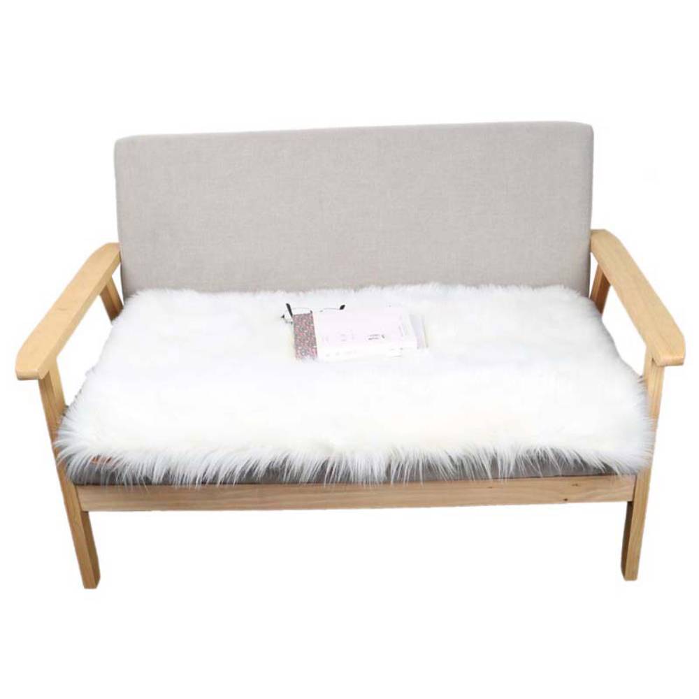 Rectangular Fluffy Shaggy Area Rug White Super Soft Plush Carpet For Bedroom | Small | White