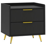 Bedside Table With 2 Drawers For Bedroom, Living Room | One Size | Black