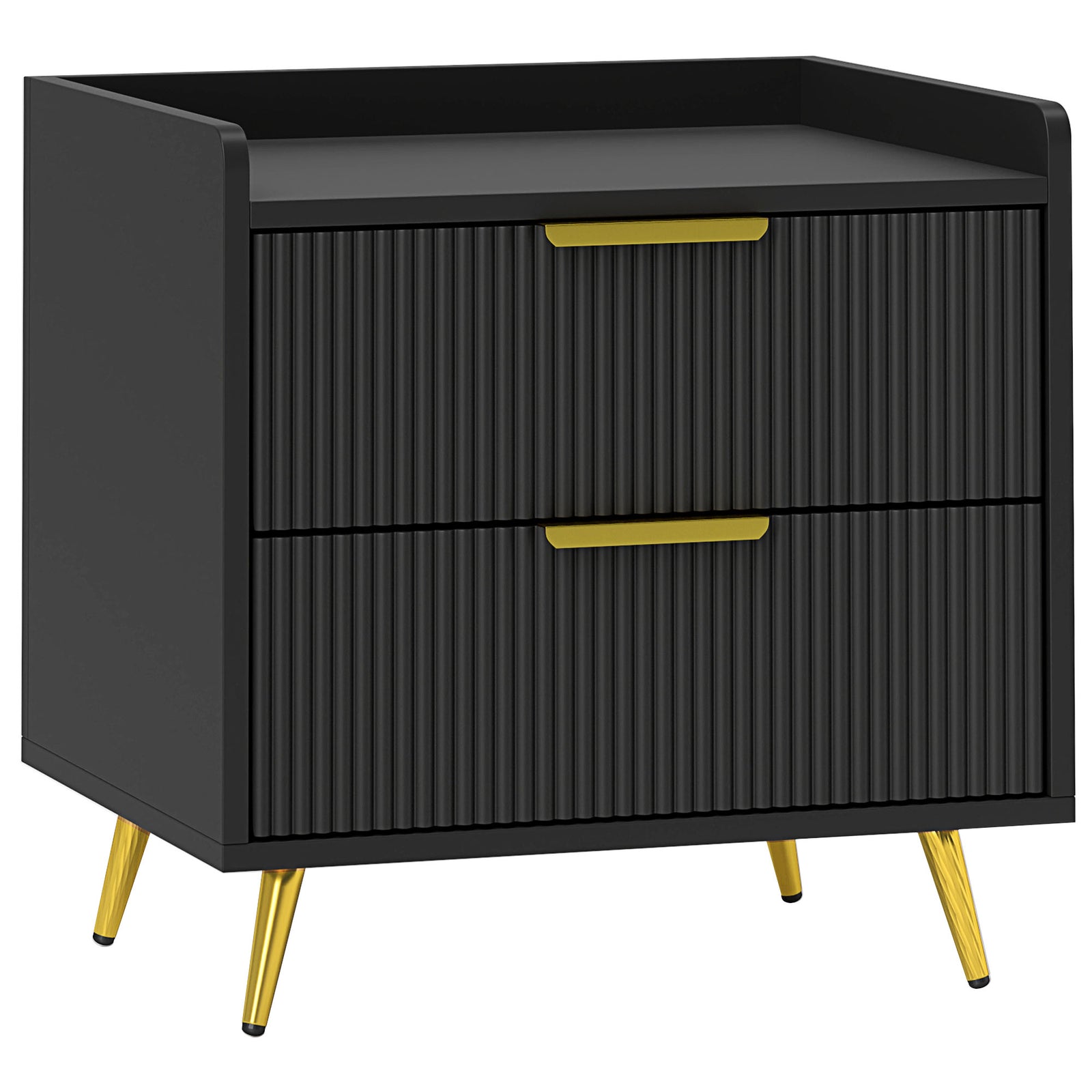 Bedside Table With 2 Drawers For Bedroom, Living Room | One Size | Black