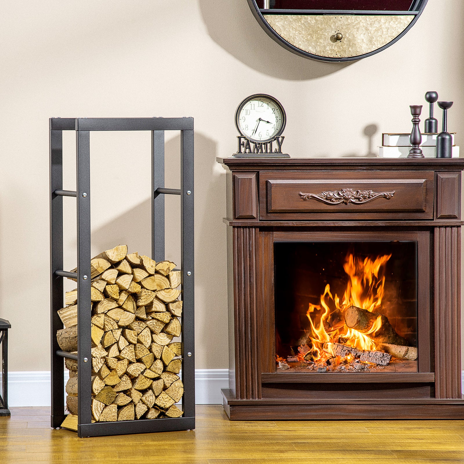 Metal Firewood Rack Elevated Design 100H x 40Wcm