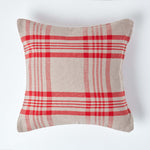 Tartan Check Pattern Cushion Cover | 60cm x 60cm | Grey & Red