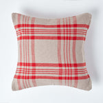 Tartan Check Pattern Cushion Cover | 60cm x 60cm | Grey & Red