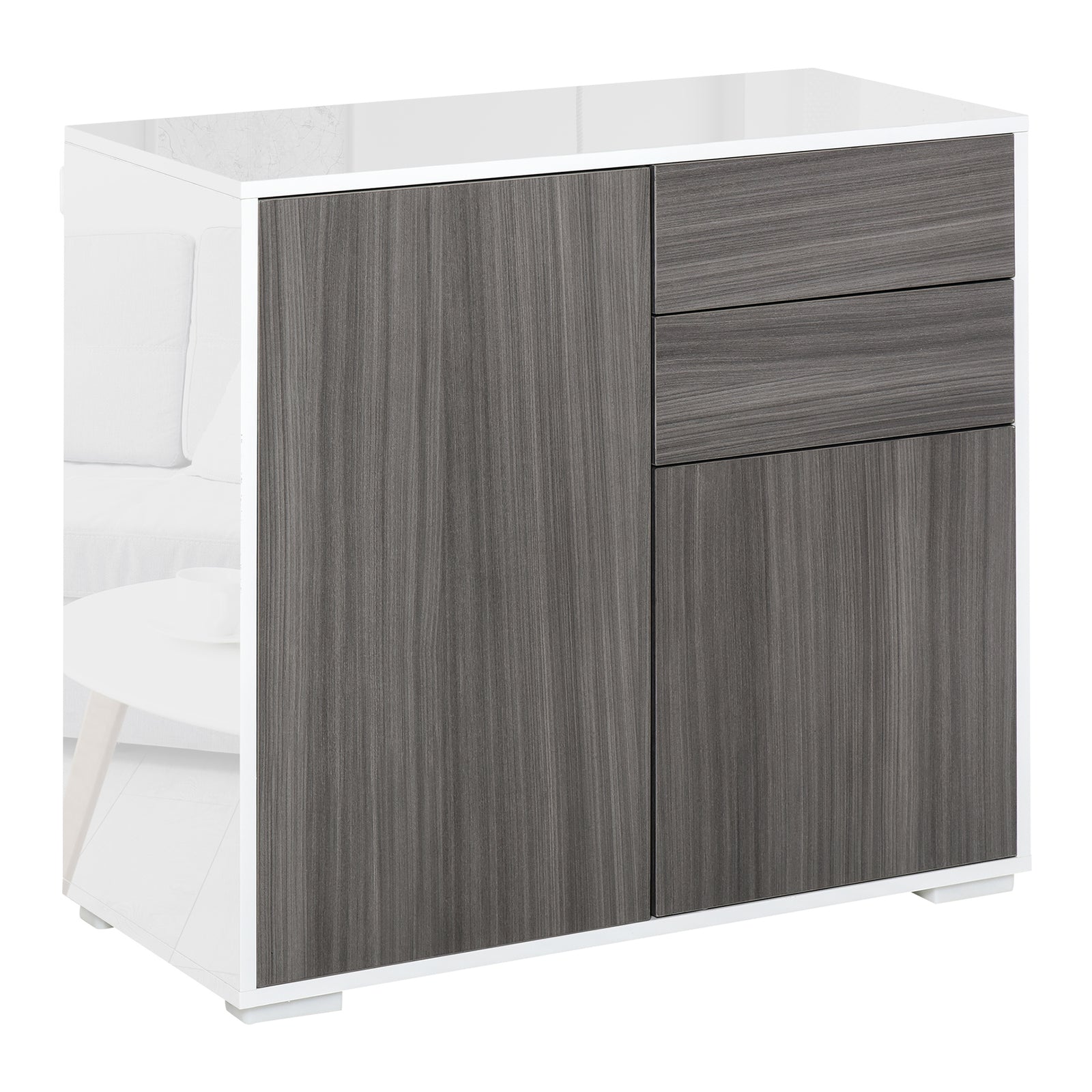 Side Cabinet With 2 Door Cabinet And 2 Drawer Home Office | One Size | Gray