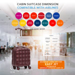 45x36x20cm Lightweight Underseat Cabin Carry On Suitcase - 100+ Airline Approved - Hard Shell Luggage - 4 Wheels - Bubble Design | Cabin | Burgundy