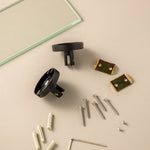 Bathroom Shelf, Bathroom Organizer, Glass, Matt Black, Start Collection