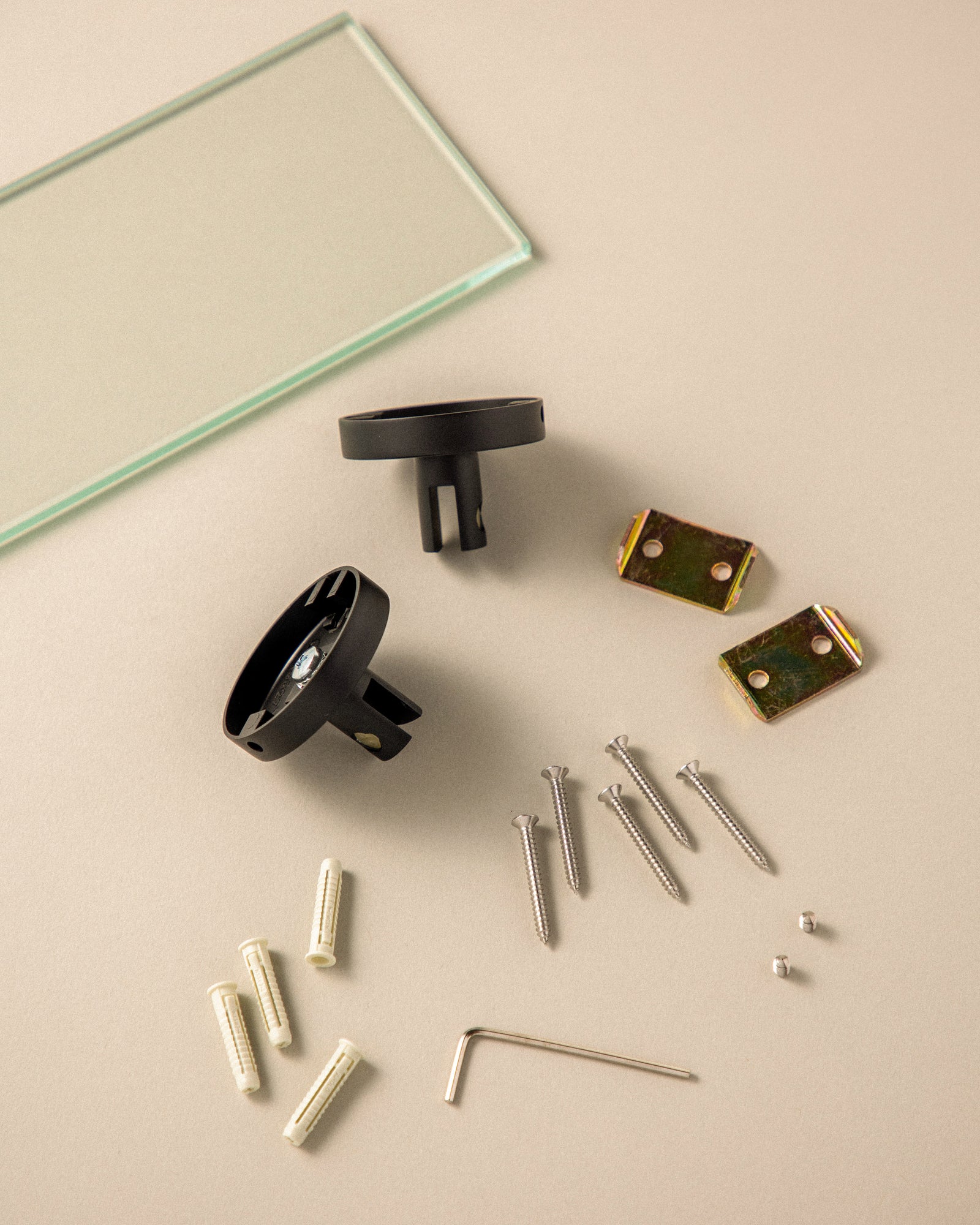 Bathroom Shelf, Bathroom Organizer, Glass, Matt Black, Start Collection