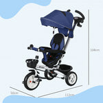 6 In 1 Trike For Toddler 1-5 Years With Parent Handle | Dark Blue