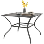 Garden Table W/ Parasol Hole For Four, Slatted Metal Top | Dark Gray