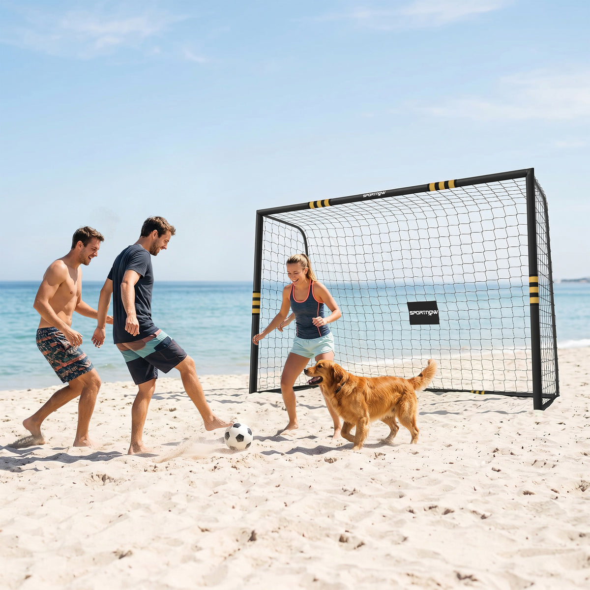 SPORTNOW Football Goal, 10 X 6.5ft Football Net With Epe Padding, Yellow