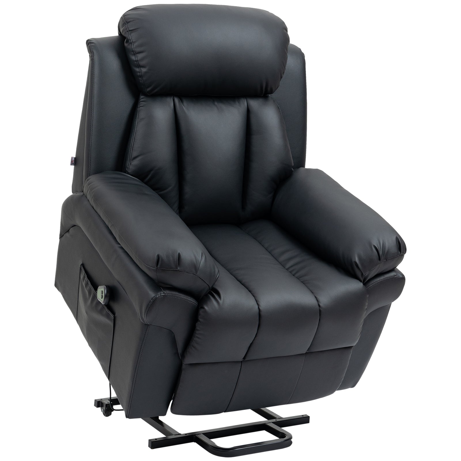 HOMCOM Pu Leather Electric Recliner Mobility Lift&rise Overstuffed Design Black