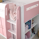 Lacy Storage Mid Sleeper Bed | Single | Pink