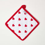 HOMESCAPES Red Hearts Cotton Pot Holder