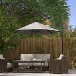 2.5m Cantilever Parasol W/ 360° Rotation, Cross Base | Light Grey