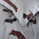 Hattie 100% Cotton Duvet Cover Set – Dog Printed Bedding With Piped Edging | Single | Grey