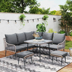 6 Piece Garden Furniture Set Garden Sofa With Cushions | Light Brown