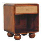 Solid Wood Chestnut Open Woven Bedside