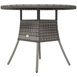 Outdoor Pe Rattan Dining Table W/ Wood-plastic Composite Top