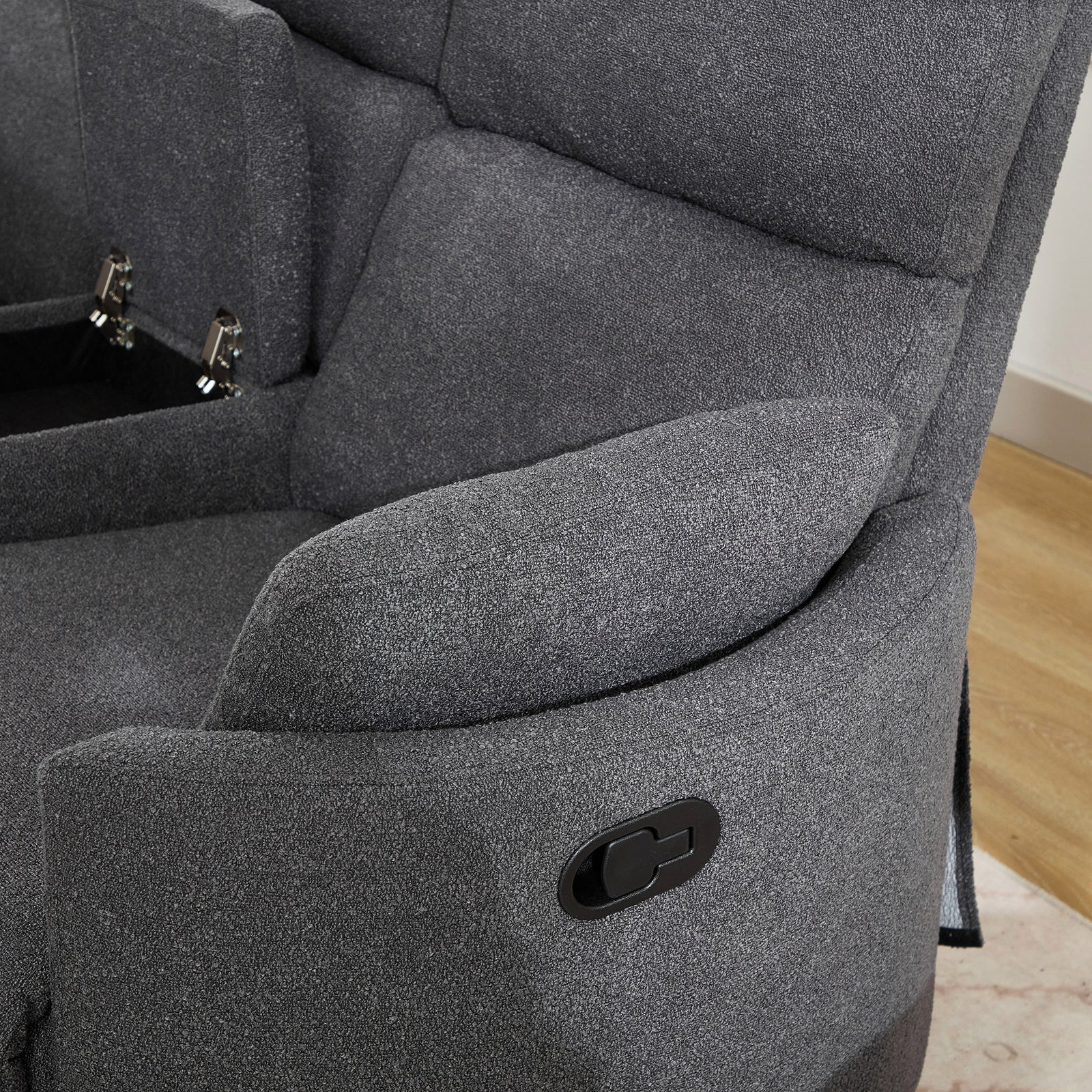 Powell 2 Seat Rocker Recliner Sofa With Centre Console | Dark Grey