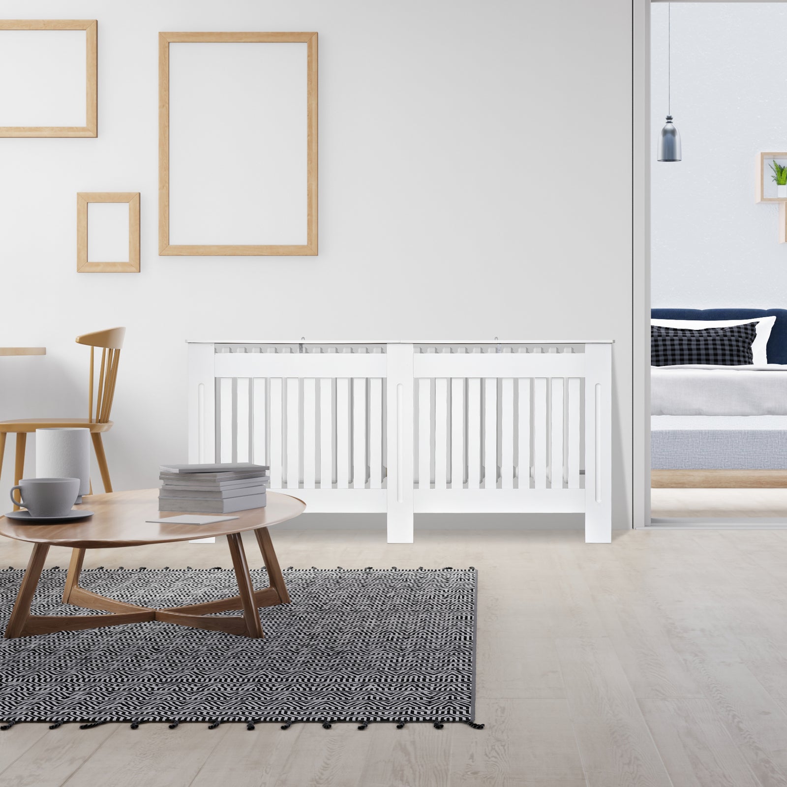 Radiator Cover Painted Slatted Mdf Grill 112/152/172cm | Large | White