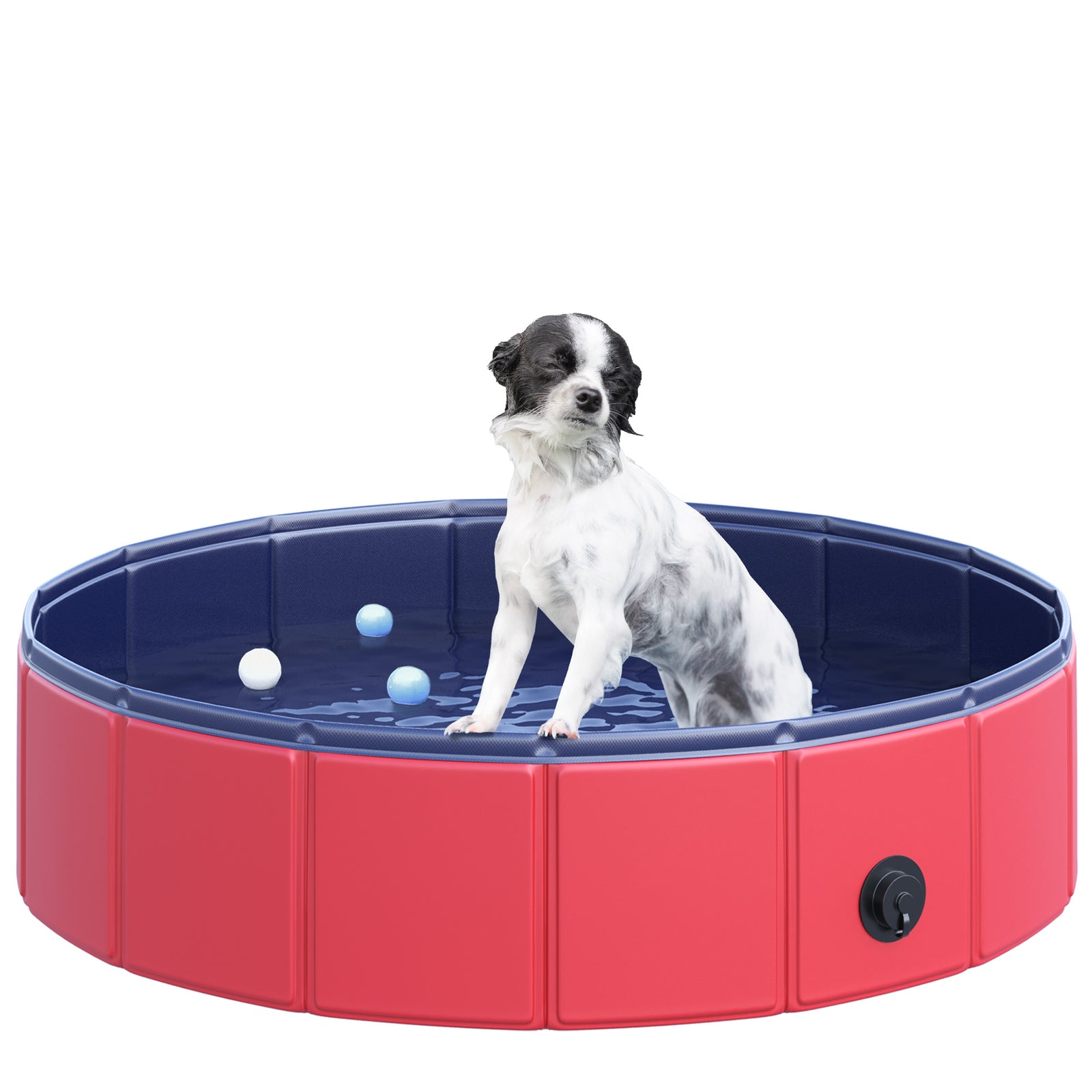 Pawhut Pet Paddling Pool Cat Dog Indoor/ Outdoor Foldable 80cm Diameter | Maroon