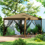 Heavy Duty Pop Up Gazebo With Removable Mesh Sidewall | Khaki