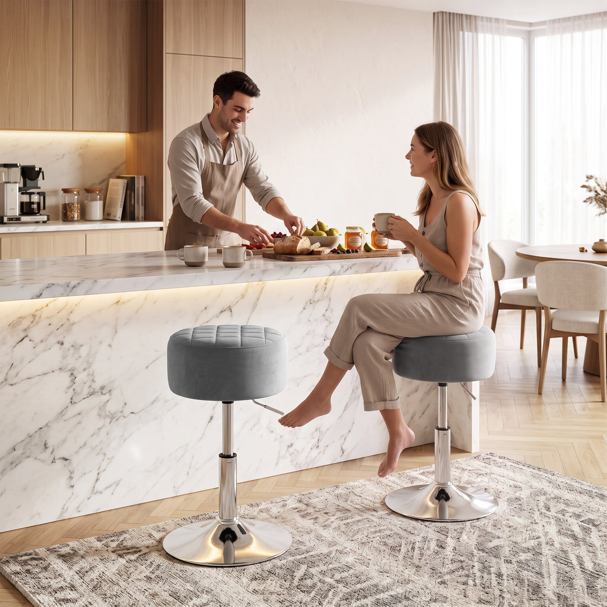 HOMCOM Bar Stool Adjustable Swivel 1 Piece