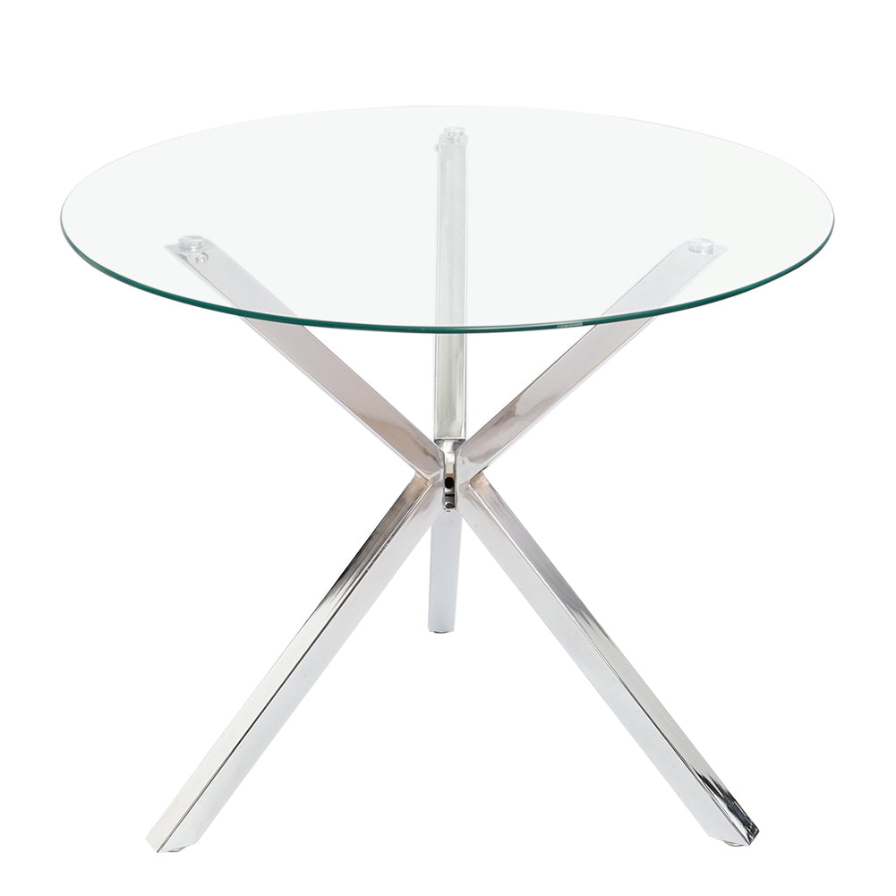 90cm Dia Dining Table Round Tempered Glass Coffee Table