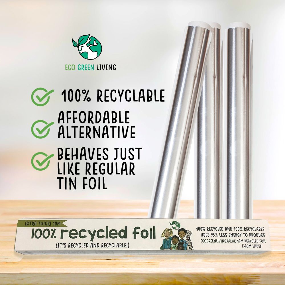 100% Recycled Aluminium Foil - 30cm X 10m | Set of 3 | Silver
