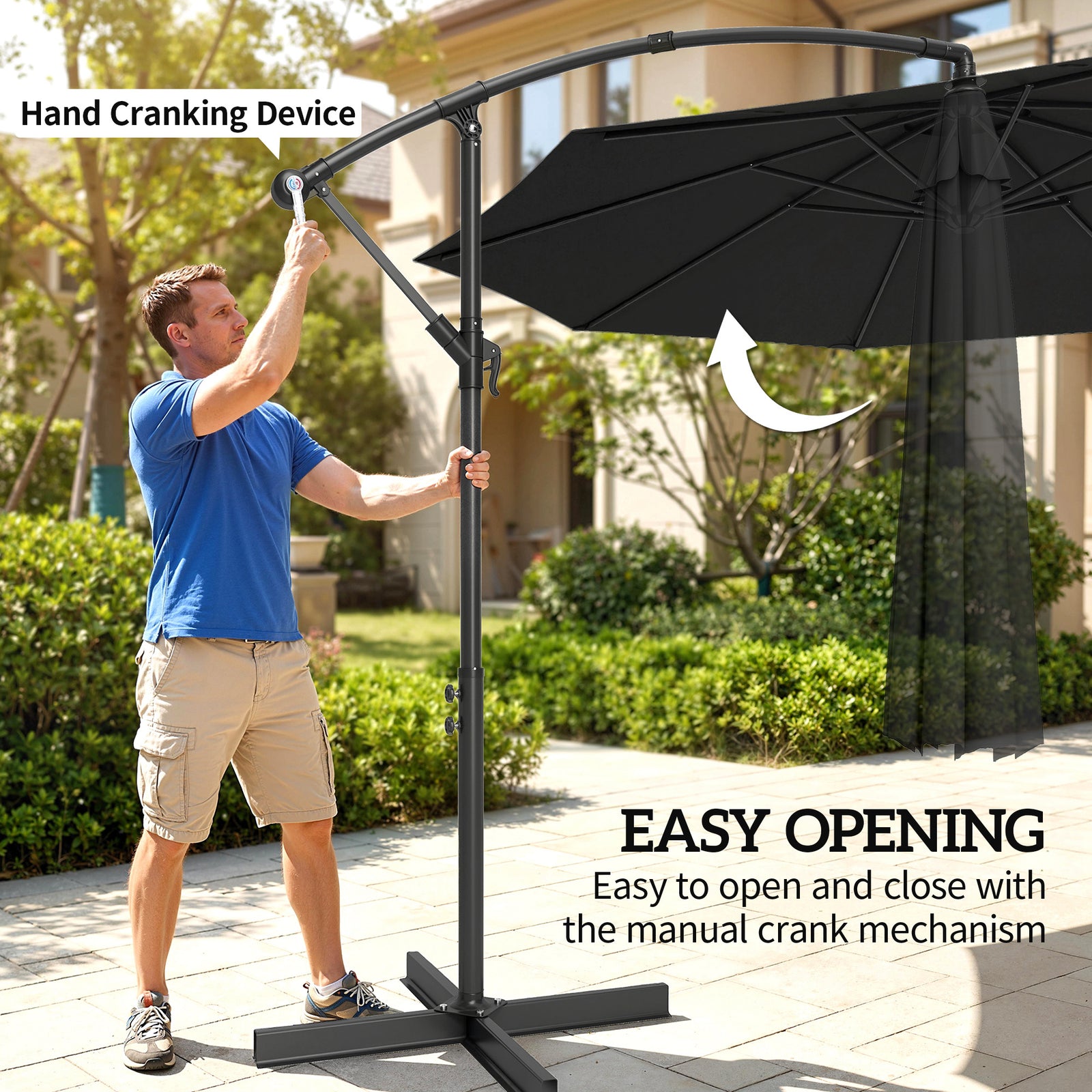 3(m) Banana Parasol Cantilever Umbrella Garden | Black