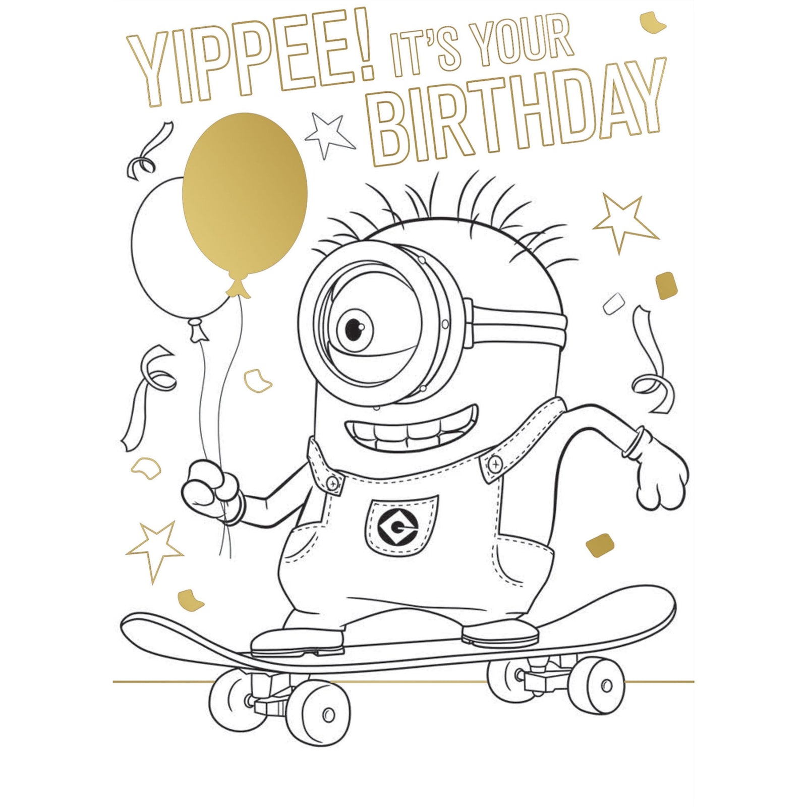 Minions Colour-in Birthday Card Official Product