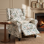 Breeins Retro Linen Upholstered Recliner Armchair with Adjustable Backrest & Footrest