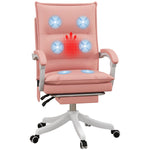 Faux Leather Massage Office Chair Heat | Pink