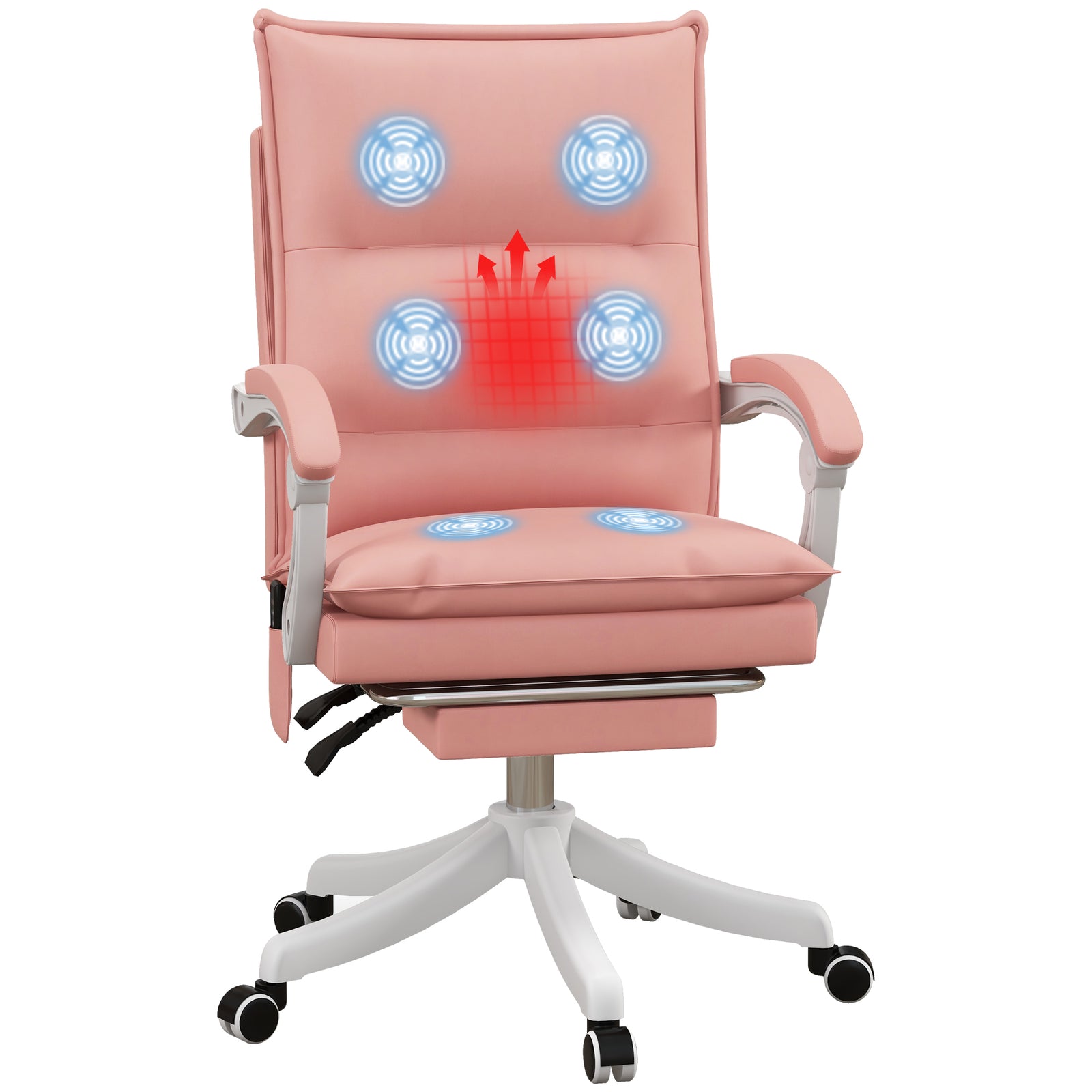 Faux Leather Massage Office Chair Heat | Pink