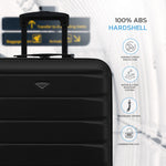 56x45x25cm Large Cabin Carry On Case - Overhead Luggage Suitcase - 4 Spinner Wheels - Abs Shell | 56 x 45 x 25cm | Black