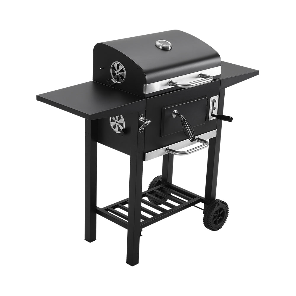 Living and Home Outdoor Charcoal Grill With Side Tables