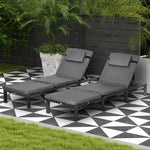 Set Of 2 Rattan Sun Loungers 5-level Adjustable | Dark Gray