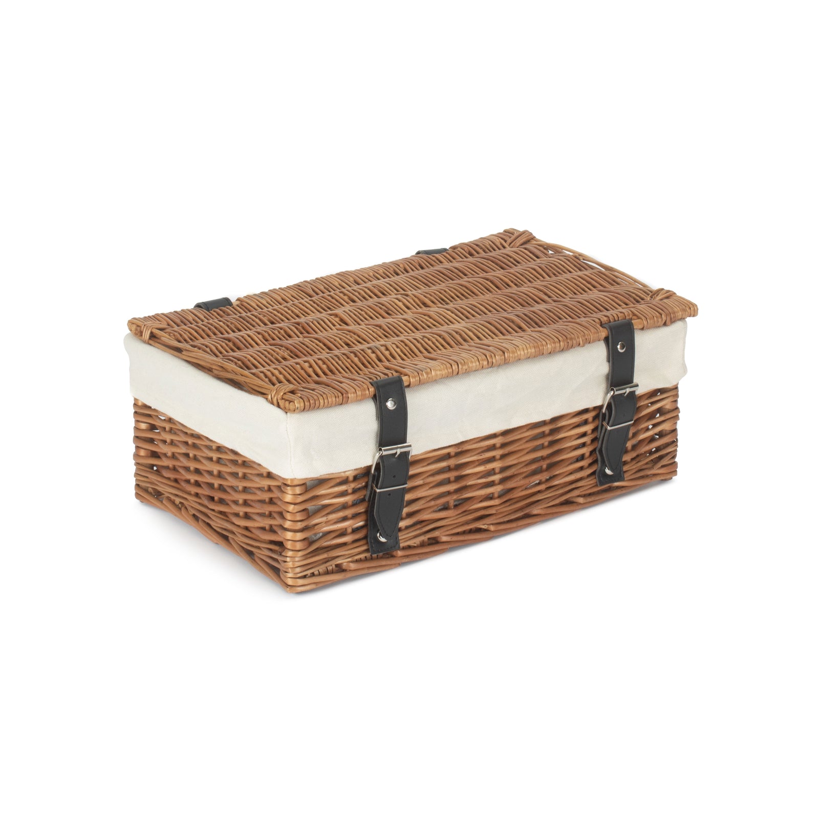 Wicker Double Steamed 35cm Empty Hamper Basket | White