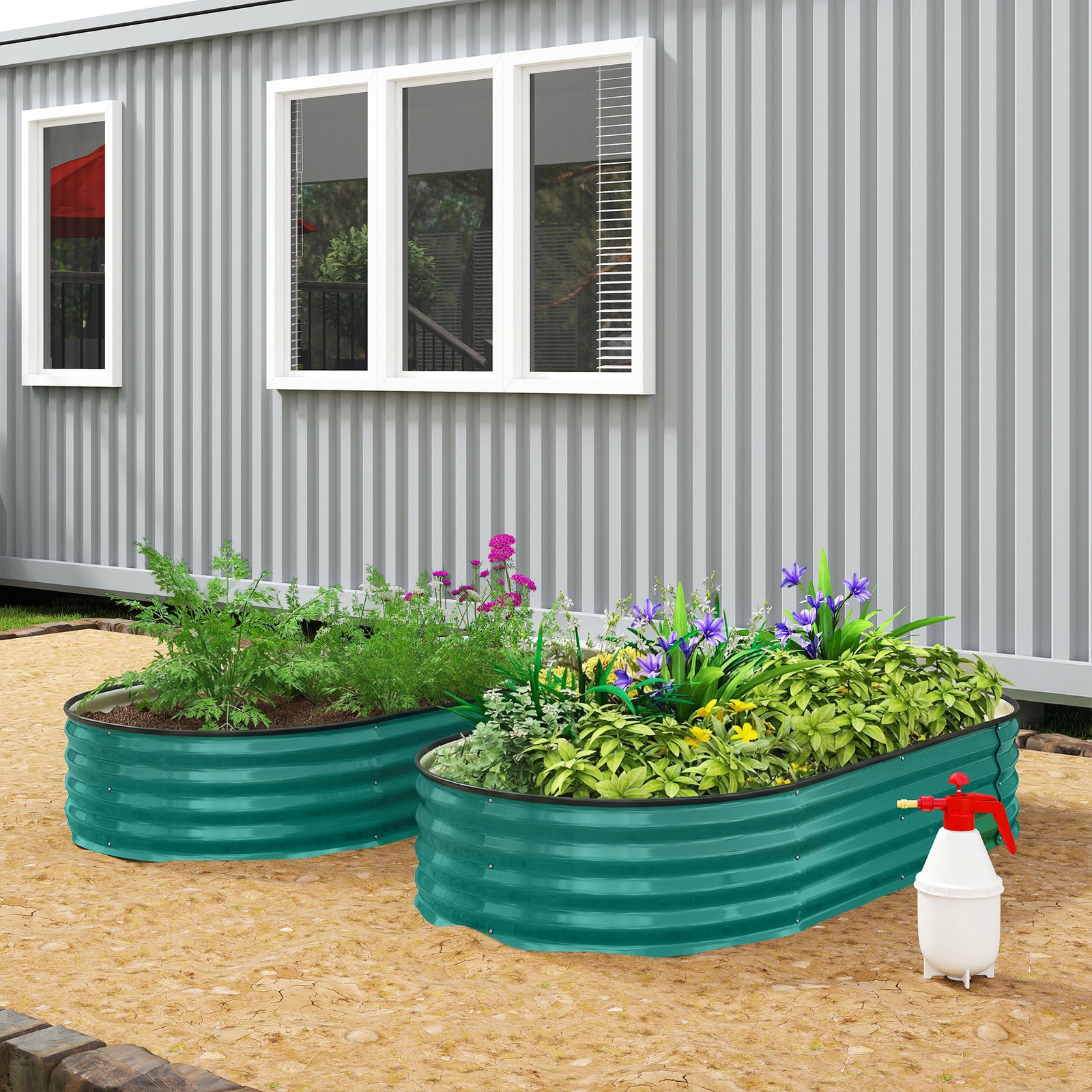 Galvanised Raised Garden Bed Planter Box | Green