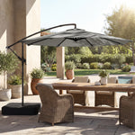 3 M Garden Cantilever Parasol With Sandbag, 360 Degree Rotation | Grey