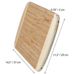 BlauKe Wood Cutting Board For Kitchen - 37x29cm Bamboo Cutting Board With Juice Groove - Wooden Butcher Block