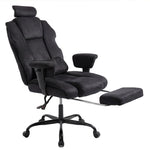 Ergonomic Office Chair Suede Fabric Wide Seat 155° Recline Footrest | Black