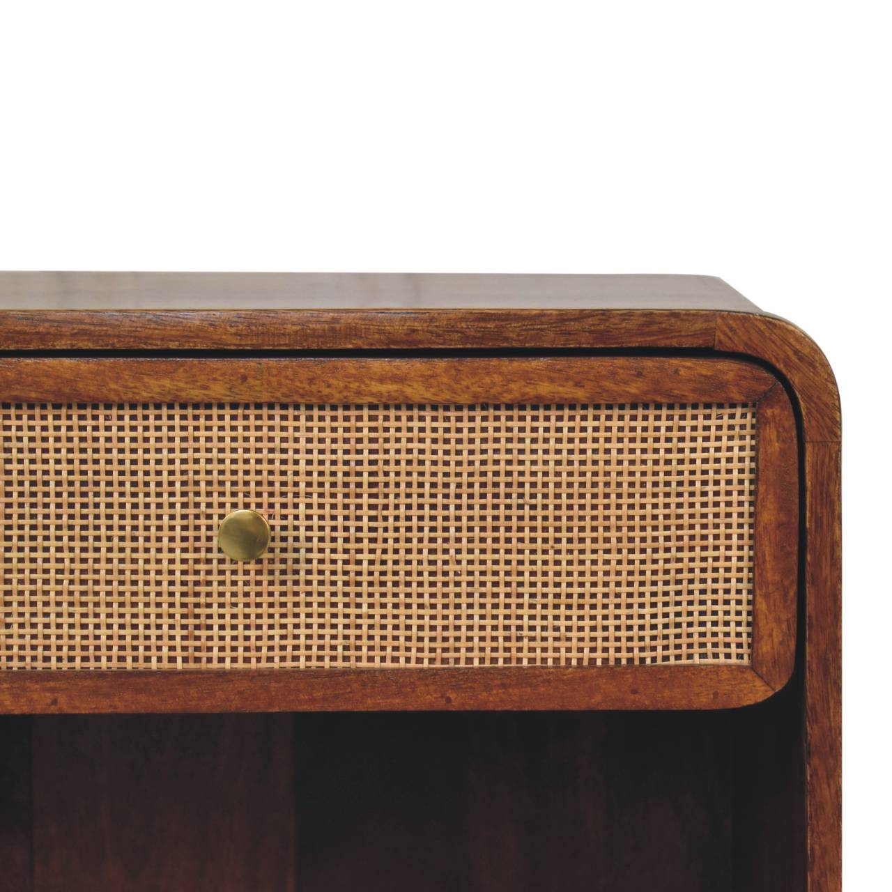 Solid Wood Chestnut Open Woven Bedside
