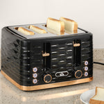 Toaster With 4 Slot, 7 Browning Levels, 1600w, Ripple | One Size | Black