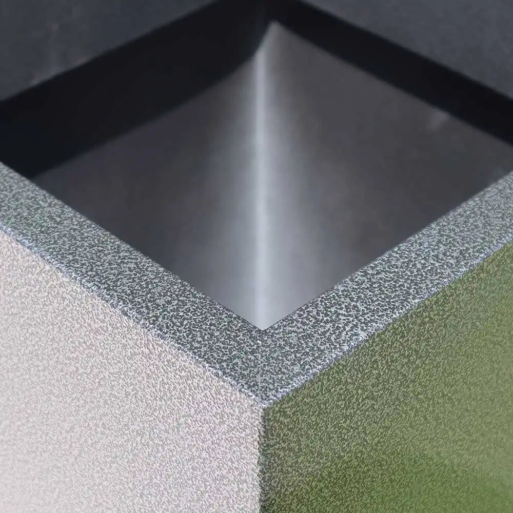 Zinc Galvanised Tall Square Planter | 25cm x 25cm x 50cm | Silver Black