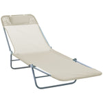 Sun Bed Chair Lounger W/ Adjustable Back | Beige