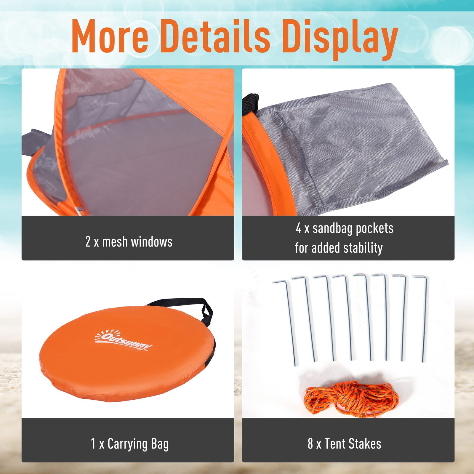 Portable Automatic Pop Up Beach Tent Outdoor Camp Shelter | Orange