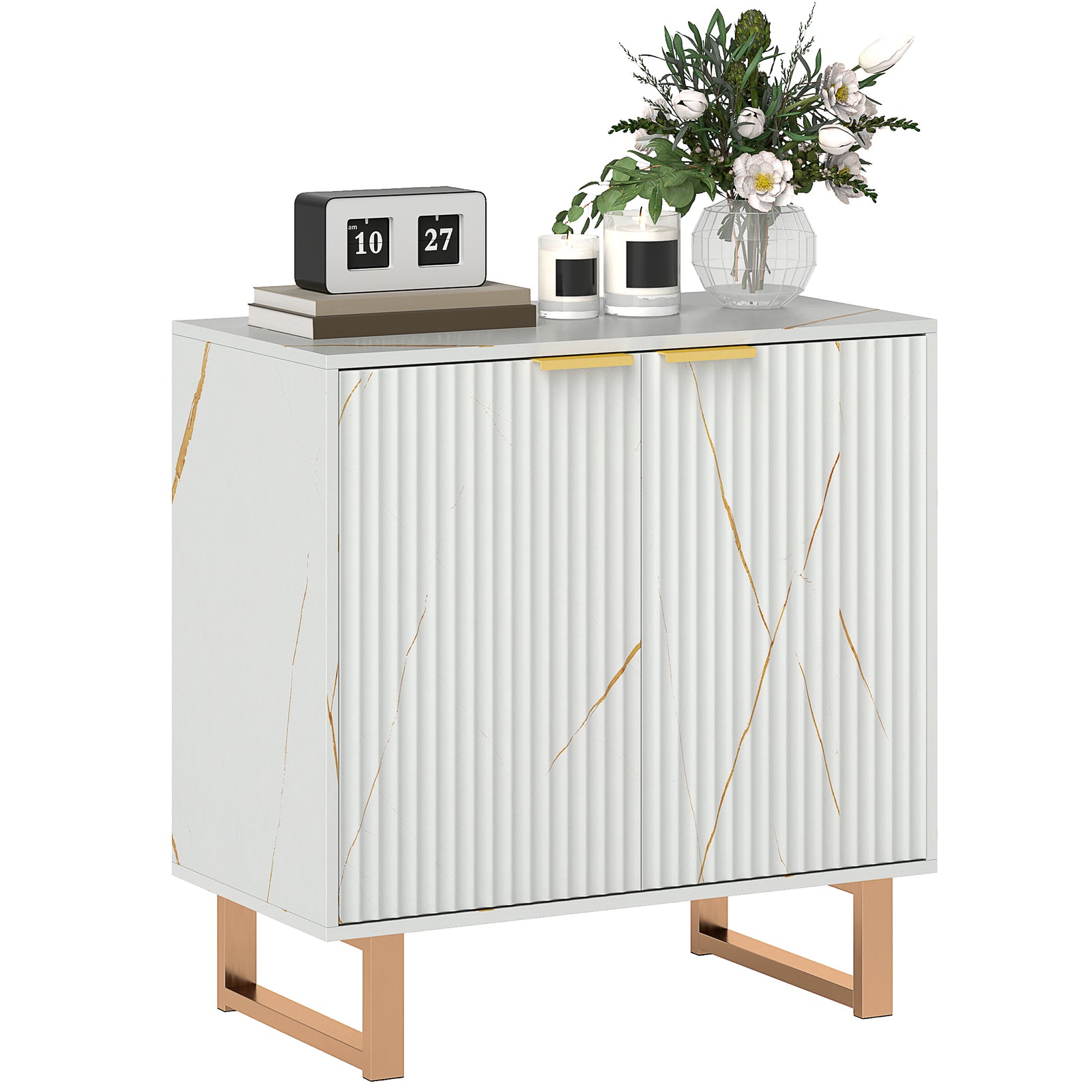Sideboard Buffet Cabinet With 2 Doors And Adjustable Shelves | One Size | White